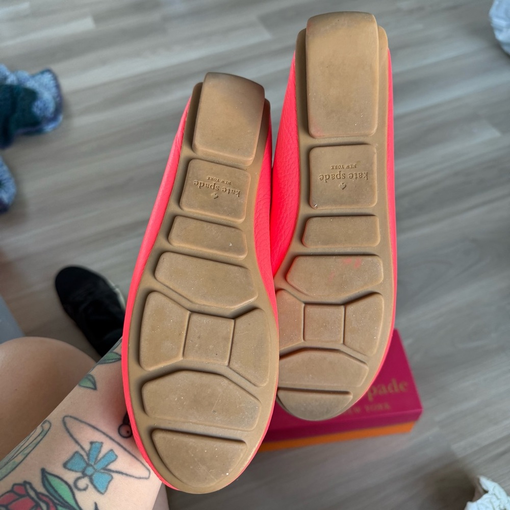 Kate Spade Vibrant Orange Leather Flats - Picture 3 of 6